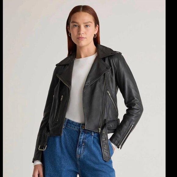 Quince Jackets & Blazers - Quince 100% Leather Motorcycle Jacket
